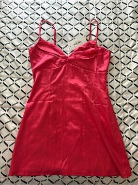 Beginning Boutique Hot Pink Satin Mini Slip Dress